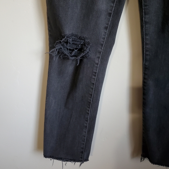 Madewell Black Distressed High-Rise Slim Crop Boyjean - Picture 5 of 11